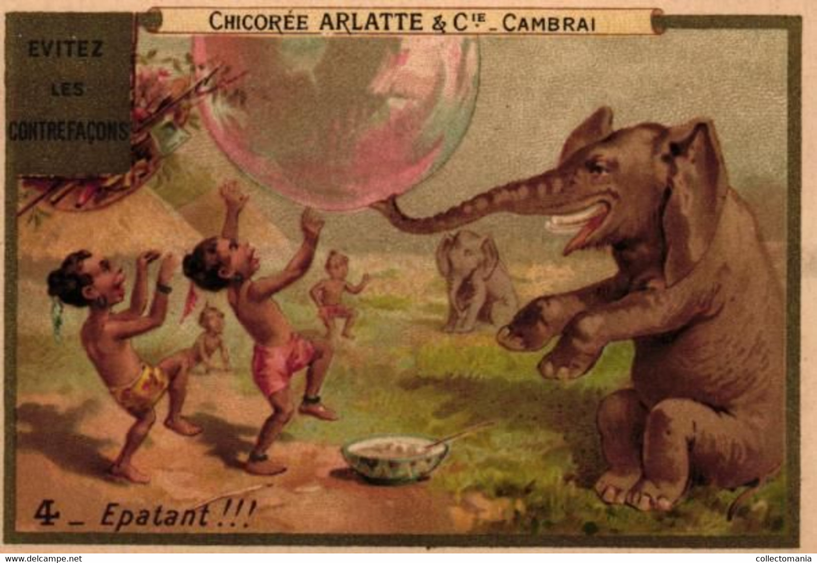 6 Cartes Chromo Serie  Chicorée  Arlatte & C° Cambrai Bulbes De Savon Soap Bubbles Zeep Bellen  Eléphant - Andere & Zonder Classificatie