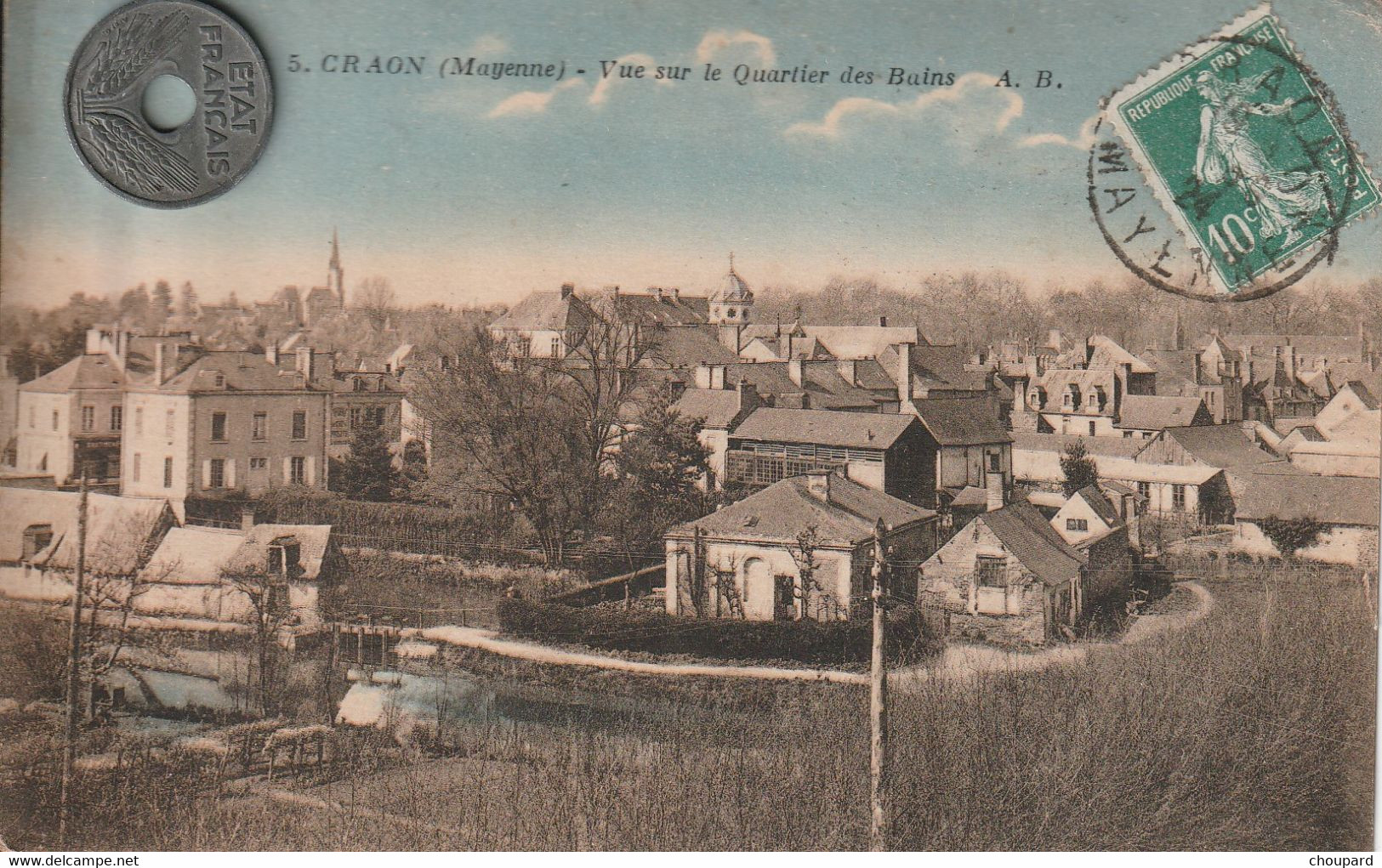 53 -  Carte Postale Ancienne  De  Craon   Vue Sur Le Quartier Des Bains - Craon