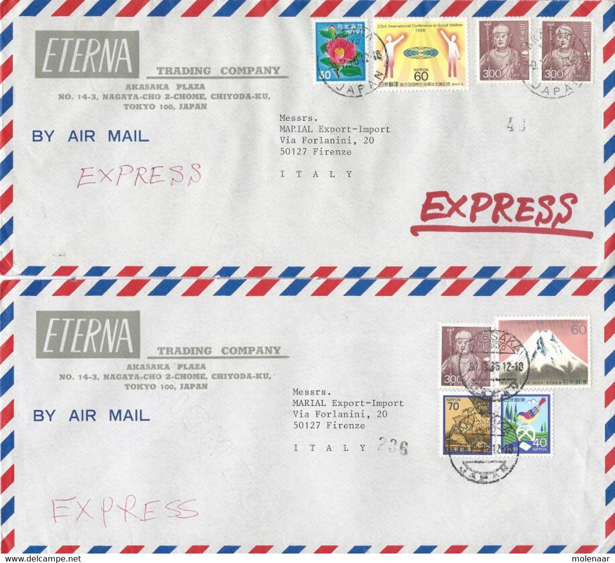 Japan 22 luchtpost en aangetekende brieven (1009)