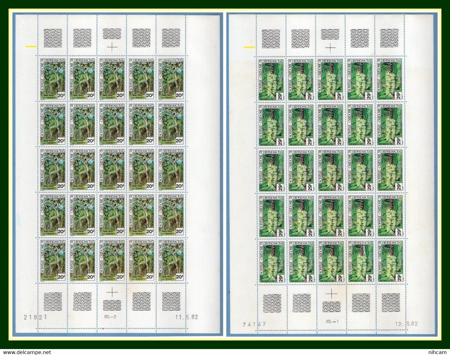 Nouvelle Calédonie 2 Feuille De 25 N° 457 458 ** MNH Niaouli Coin Daté 1980 Arbre Et Fleur Tree Flower - Colecciones & Series