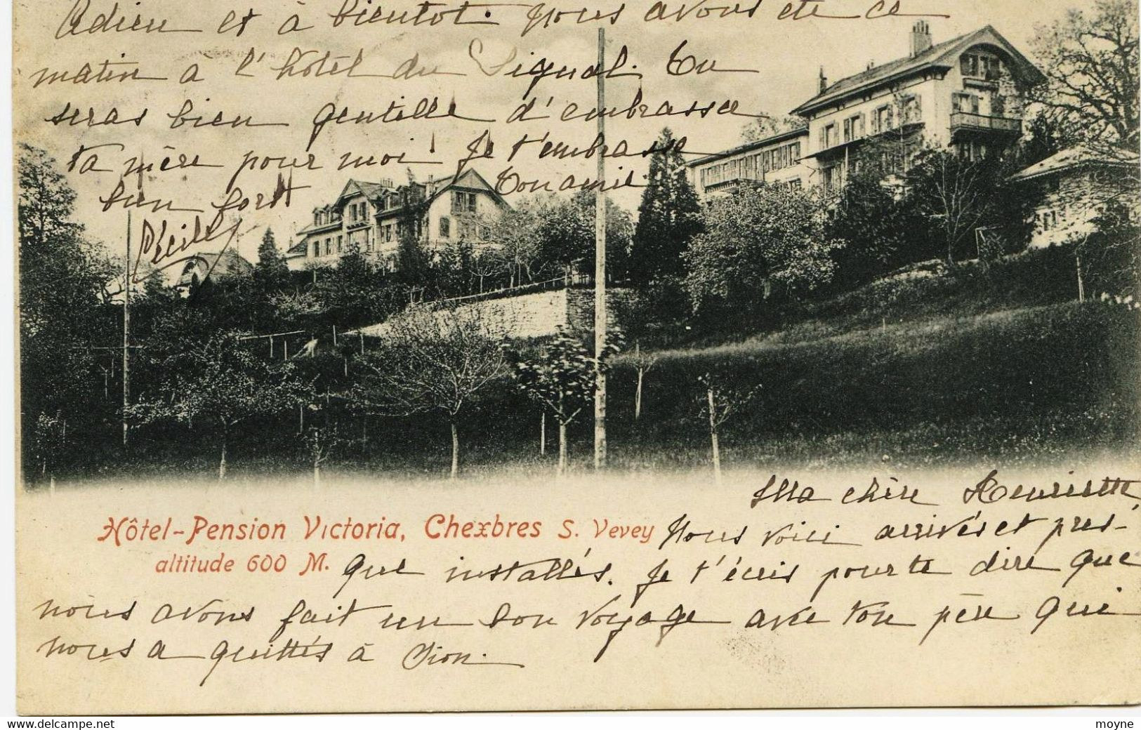 7261 - Suisse -  CHEXBRES S. VEVEY  :  HOTEL PENSION  VICTORIA   ( Disparu ?? )  Carte Circulée En 1903 - Chexbres