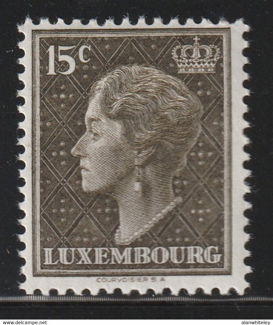 LUXEMBOURG 1949 Definitives / Grand Duchess Charlotte 15c: Single Stamp UM/MNH - 1948-58 Charlotte Left-hand Side