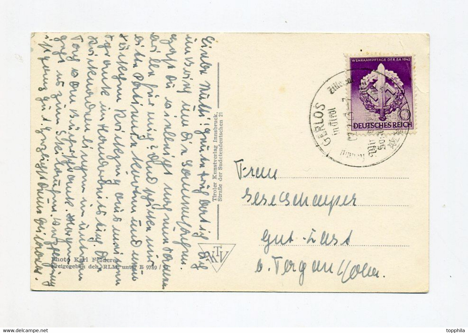 1943 Österreich Ostmark  S/W Photokarte Gerlos Zillertal Mit Mi 818 Sonderstempel - Gerlos