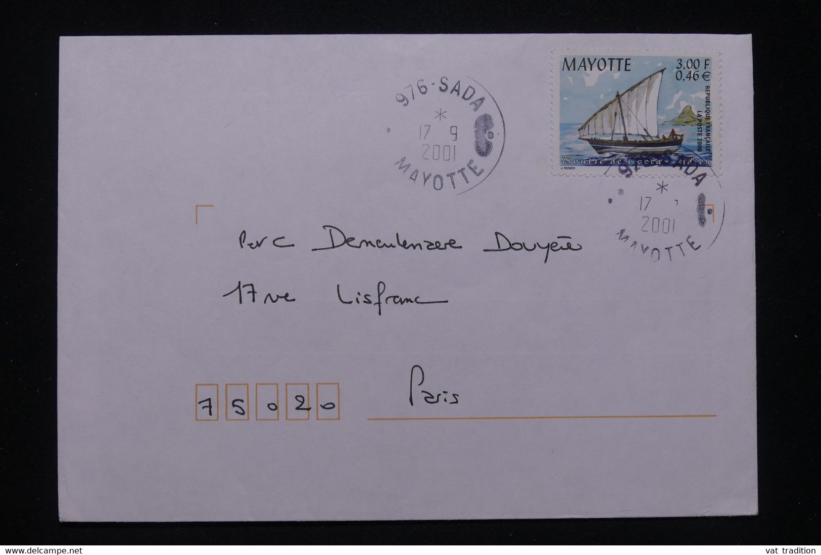 MAYOTTE - Enveloppe De Sada Pour La France En 2001 - L 96534 - Briefe U. Dokumente