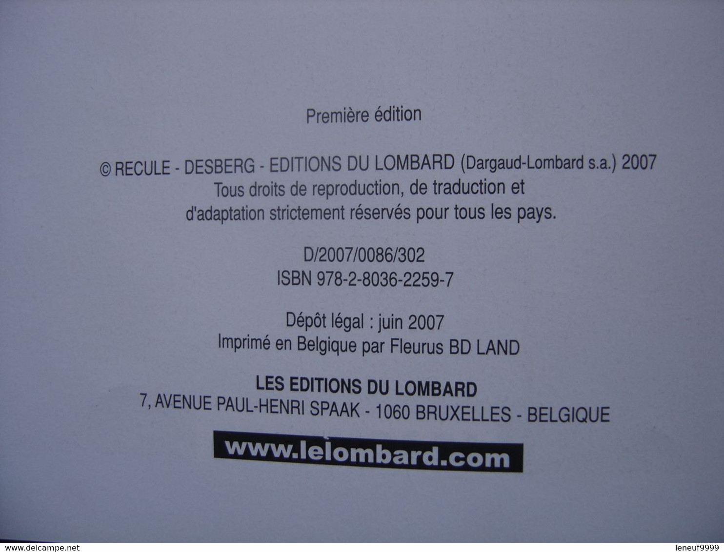 BD Bande Dessinee DESBERG RECULE Le Lombard CASSIO 6 Volumes De 1 A 6 En EO - Wholesale, Bulk Lots