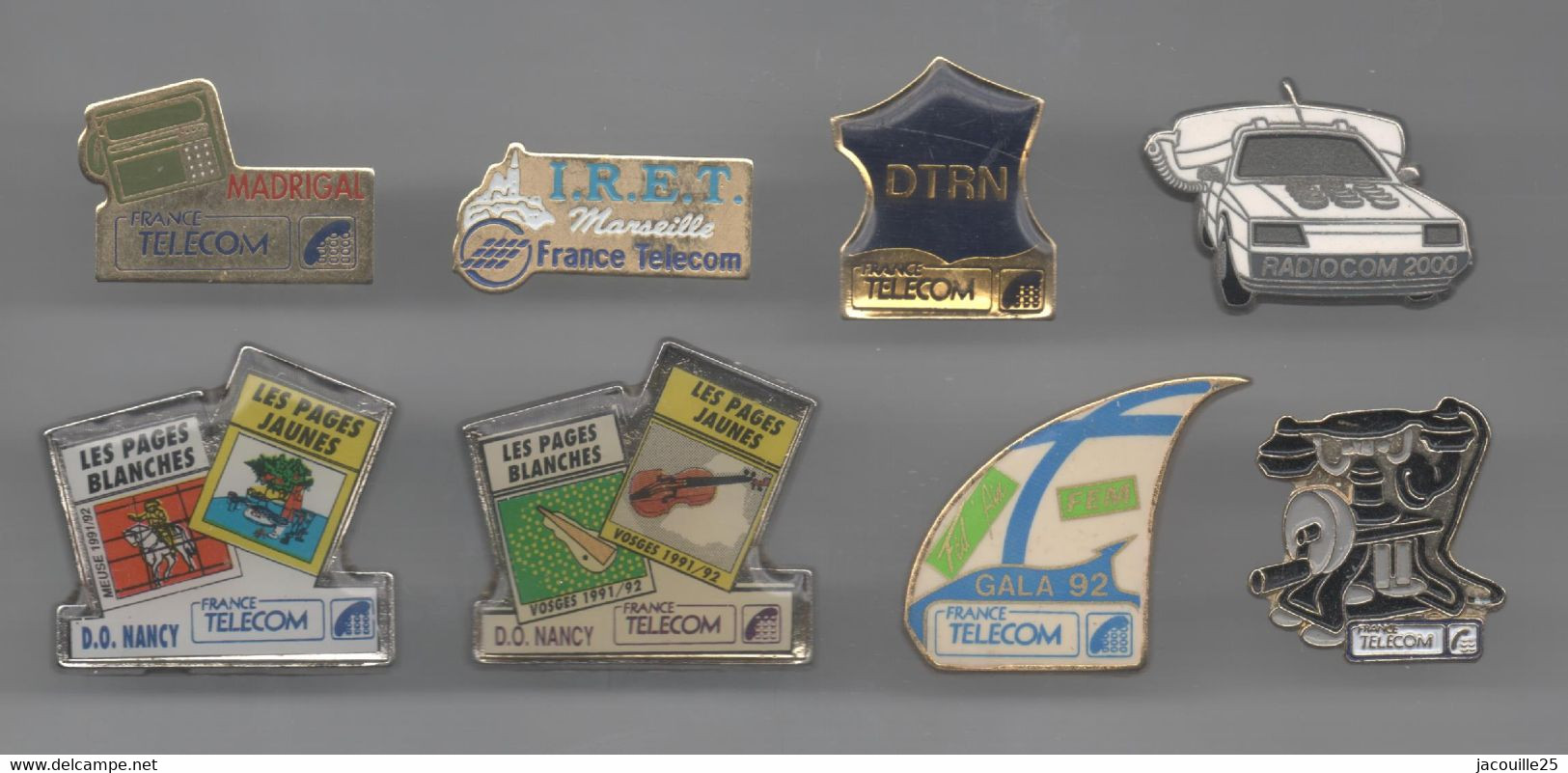 PINS PIN'S  496  FRANCE TELECOM MARSEILLE NANCY VOILE AUTO MADRIGAL DTRN   LOT 8 PINS - Montgolfières