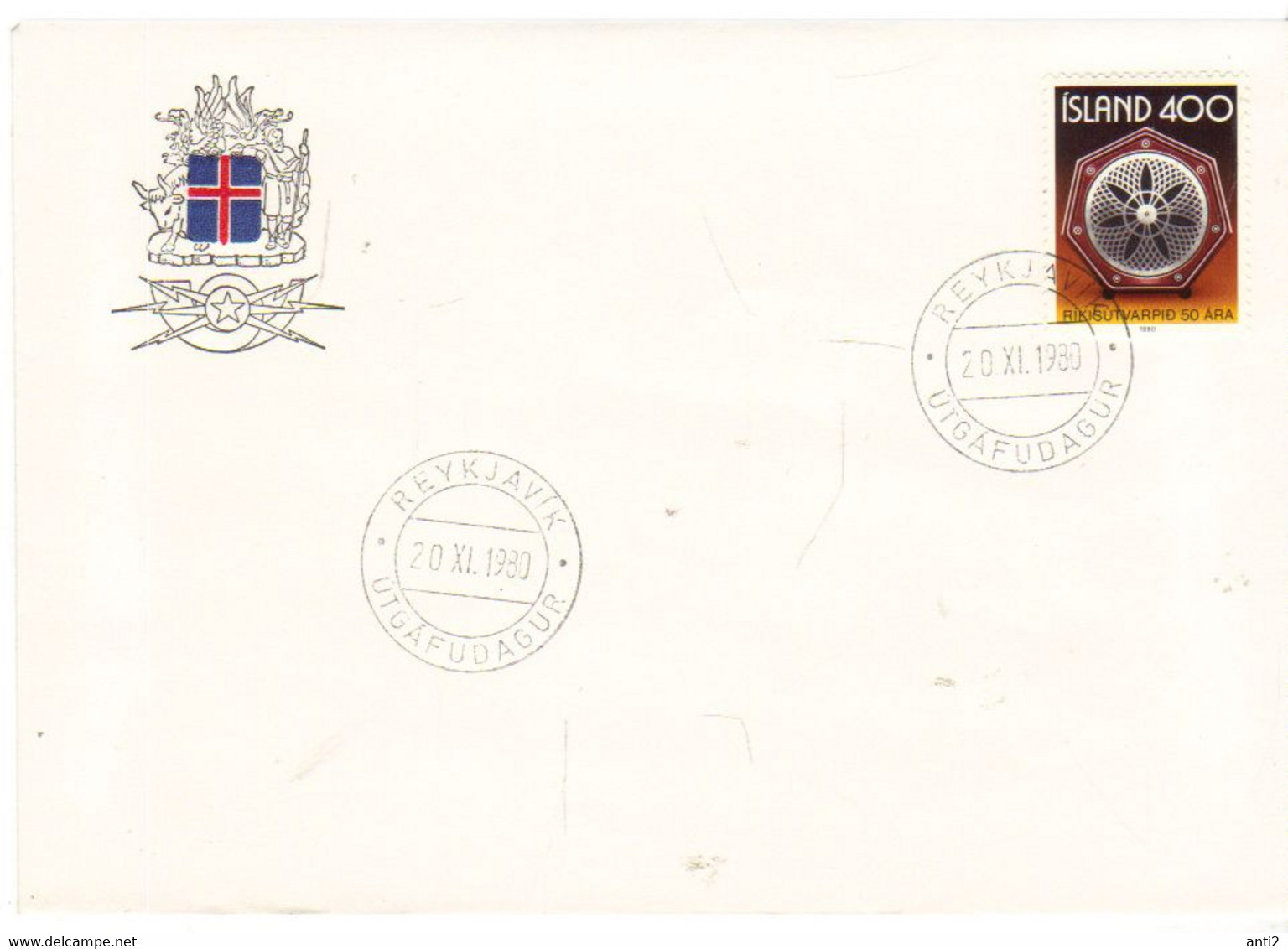 Iceland Island 1980 50 Years State Broadcasting, Mi 562 FDC - Storia Postale