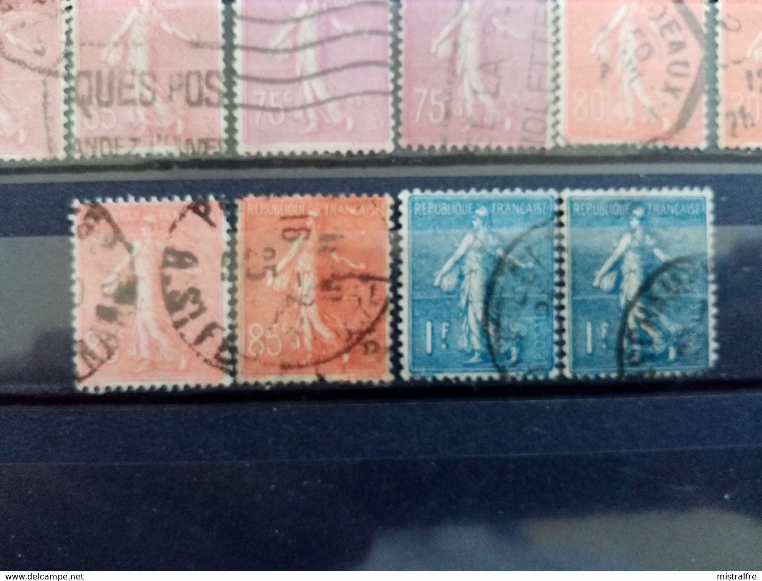 FRANCE. 1924-32 . "SEMEUSE Lignée" PAIRES N° 197 à 205 . Variétés Couleurs.  Oblitérés .Côte YT 2023: 38,60 € - Used Stamps
