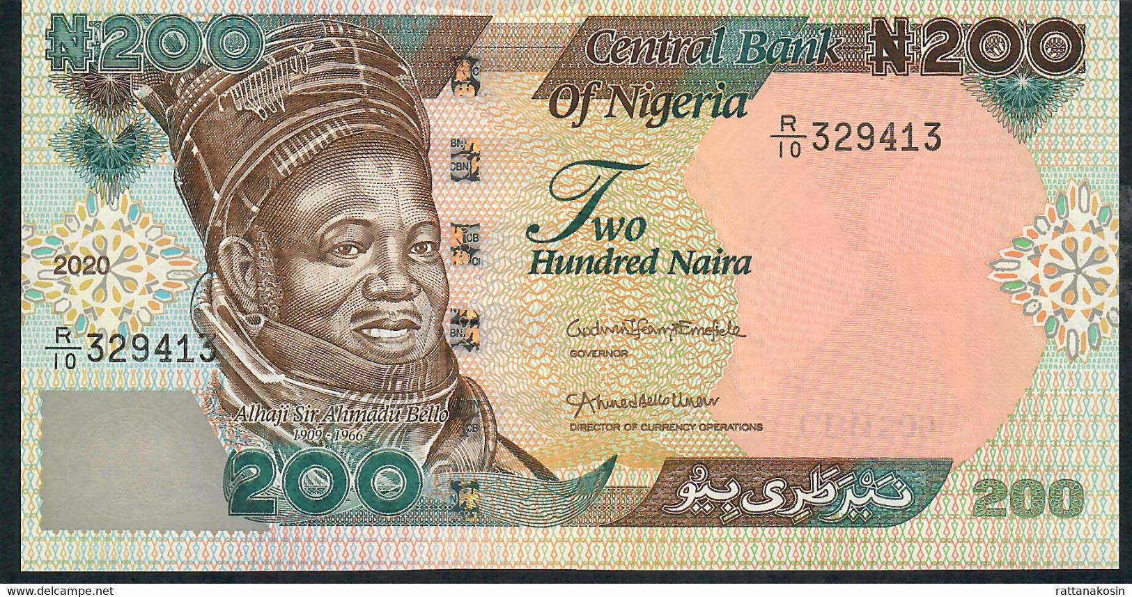 NIGERIA P29z 200  NAIRA 2020  # R/10   Signature 23  UNC. - Nigeria