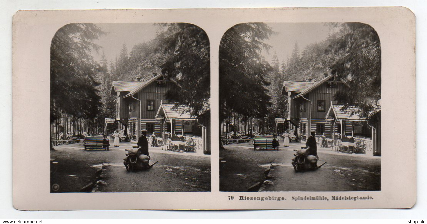 AK-0498/ Riesengebirge Spindelmühle Mädelstegbaude Schlesien Stereofoto Ca.1905  - Fotos Estereoscópicas