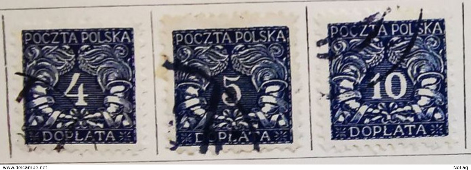 Pologne - 1919 _ Timbres- Taxe _ Y&T N°23-24-25, N°27-28-29-30, Et N°31 _ Oblitérés - Portomarken