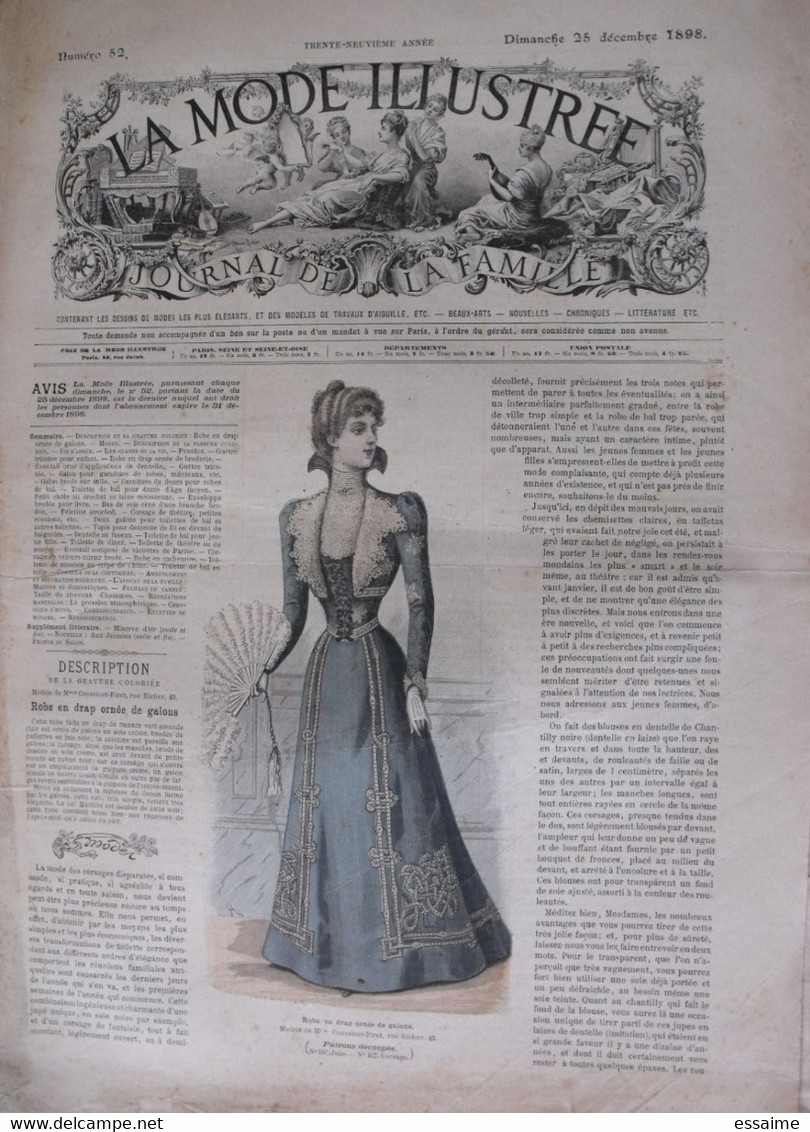 3 Revues La Mode Illustrée, Journal De La Famille.  N° 50,51,52 De 1898. Couverture En Couleur. Jolies Gravures De Mode - Mode