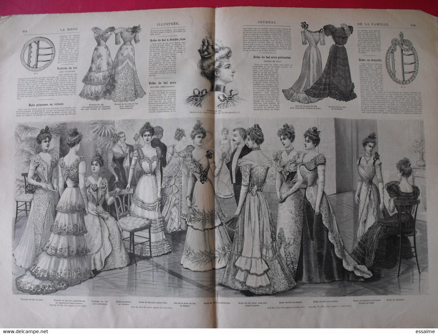 3 revues la mode illustrée, journal de la famille.  n° 50,51,52 de 1898. couverture en couleur. jolies gravures de mode