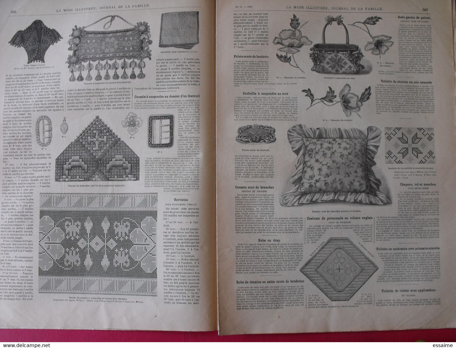 3 revues la mode illustrée, journal de la famille.  n° 50,51,52 de 1898. couverture en couleur. jolies gravures de mode