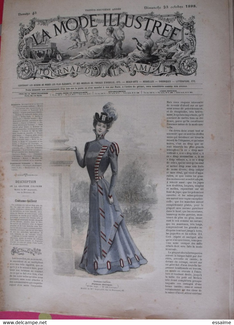 4 Revues La Mode Illustrée, Journal De La Famille.  N° 40,41,42,43 De 1898. Couverture En Couleur. Jolies Gravures - Moda