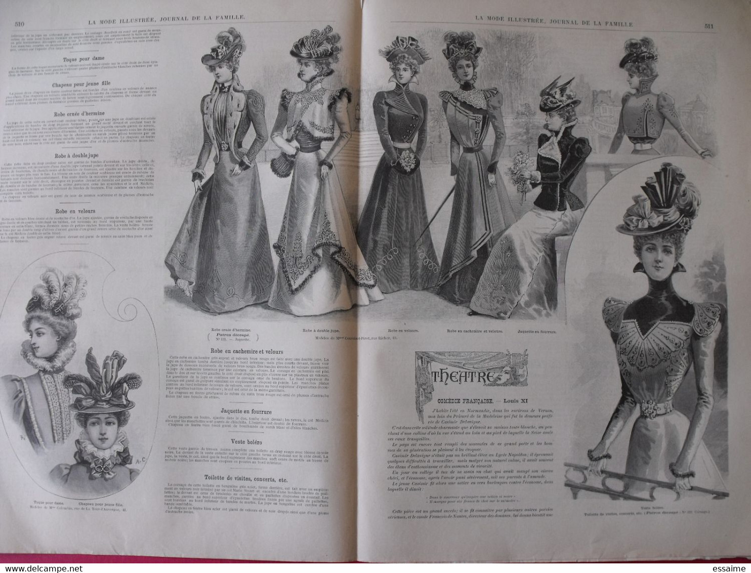 4 Revues La Mode Illustrée, Journal De La Famille.  N° 40,41,42,43 De 1898. Couverture En Couleur. Jolies Gravures - Moda