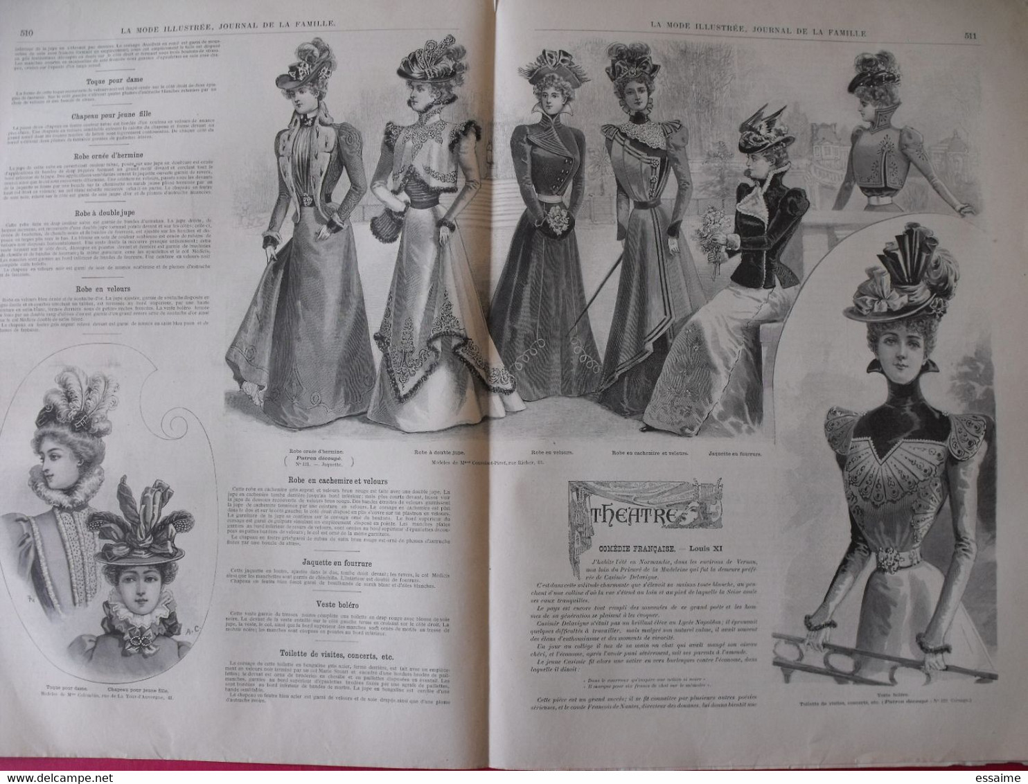 4 Revues La Mode Illustrée, Journal De La Famille.  N° 40,41,42,43 De 1898. Couverture En Couleur. Jolies Gravures - Mode