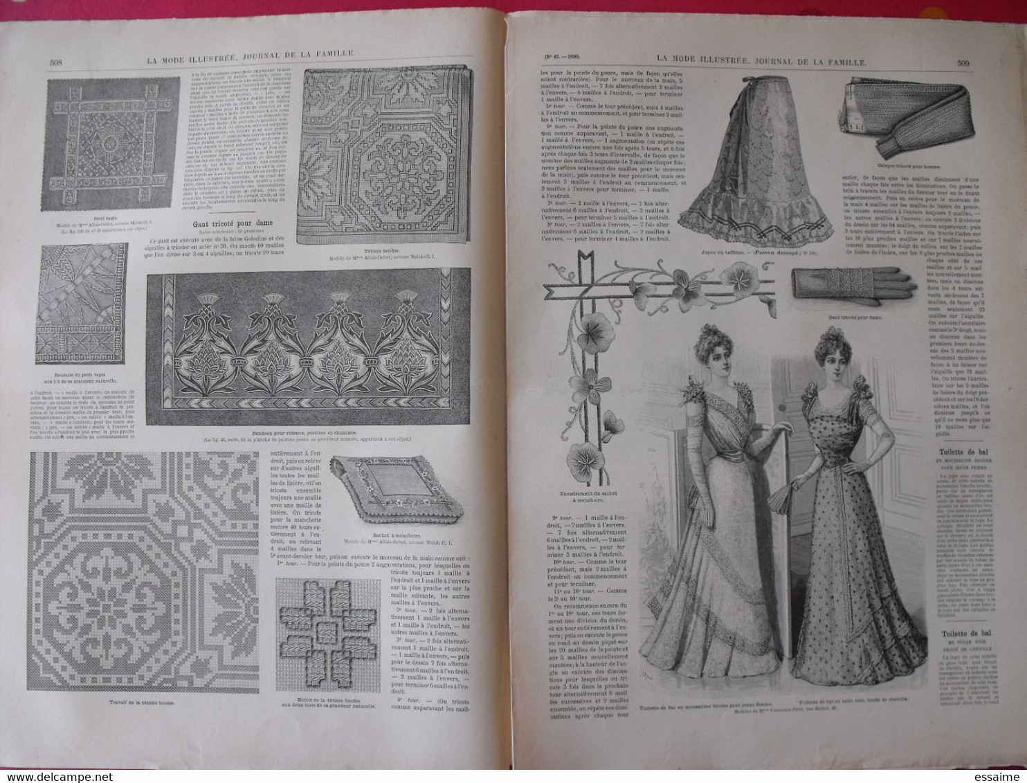 4 Revues La Mode Illustrée, Journal De La Famille.  N° 40,41,42,43 De 1898. Couverture En Couleur. Jolies Gravures - Mode