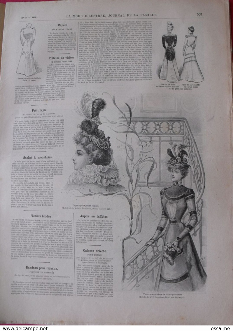 4 revues la mode illustrée, journal de la famille.  n° 40,41,42,43 de 1898. couverture en couleur. jolies gravures