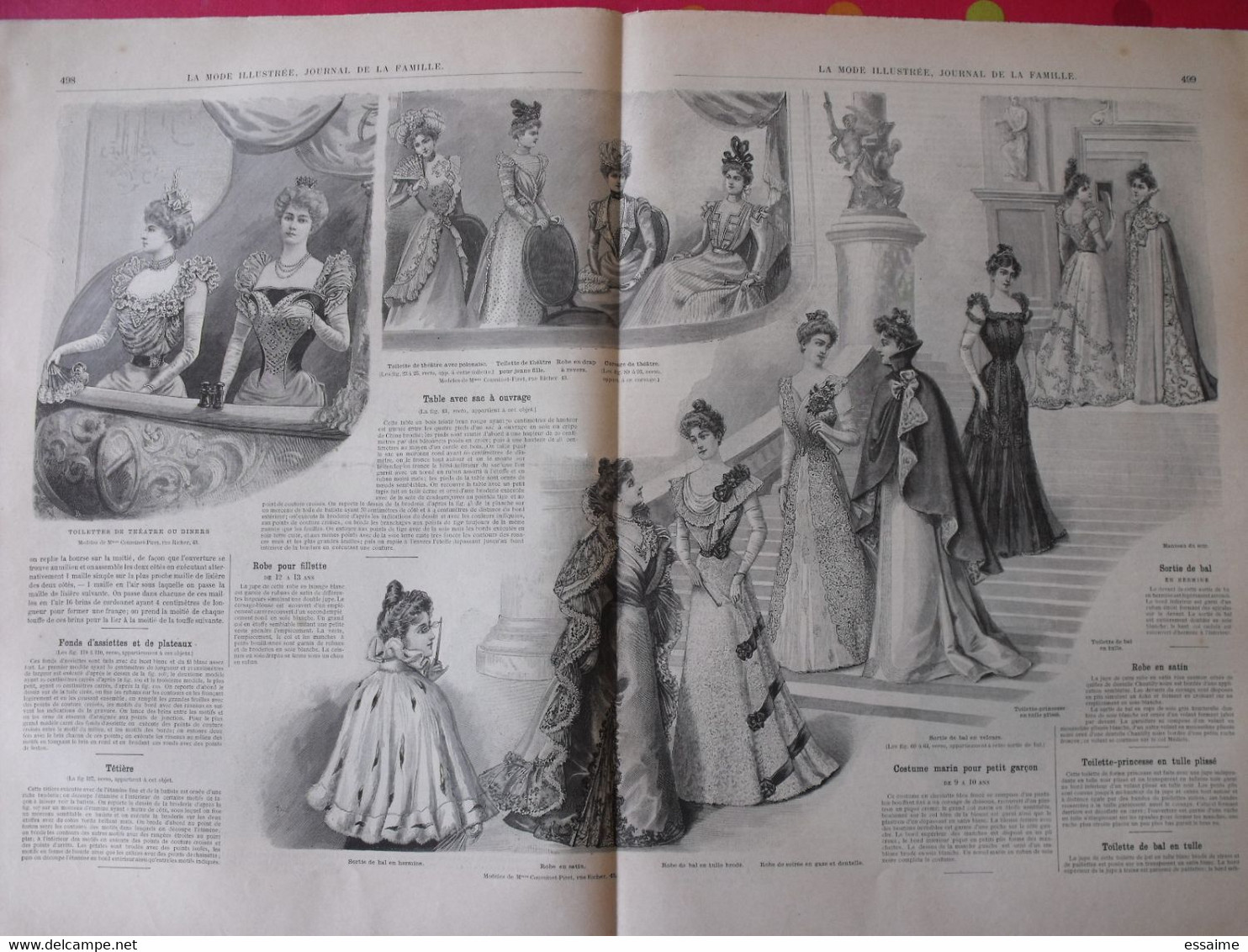 4 revues la mode illustrée, journal de la famille.  n° 40,41,42,43 de 1898. couverture en couleur. jolies gravures