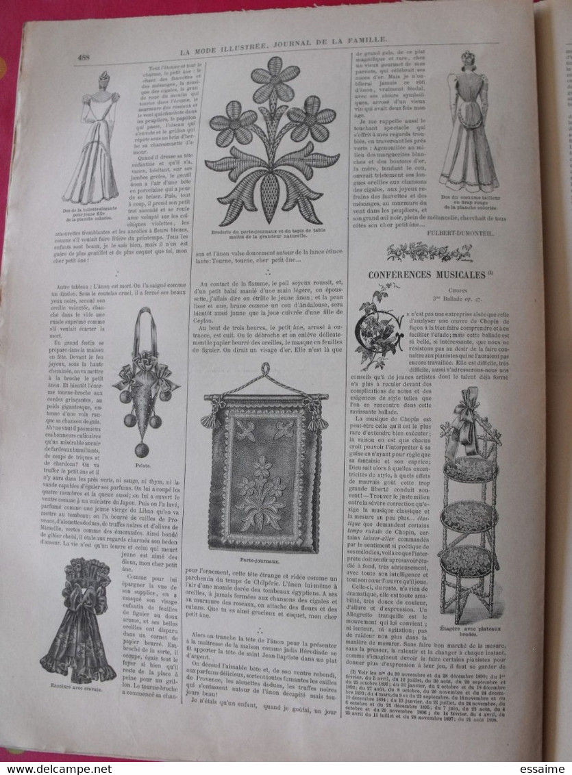 4 revues la mode illustrée, journal de la famille.  n° 40,41,42,43 de 1898. couverture en couleur. jolies gravures