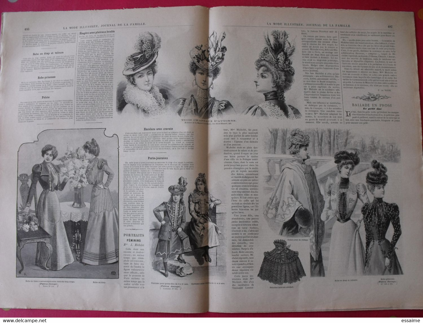 4 revues la mode illustrée, journal de la famille.  n° 40,41,42,43 de 1898. couverture en couleur. jolies gravures