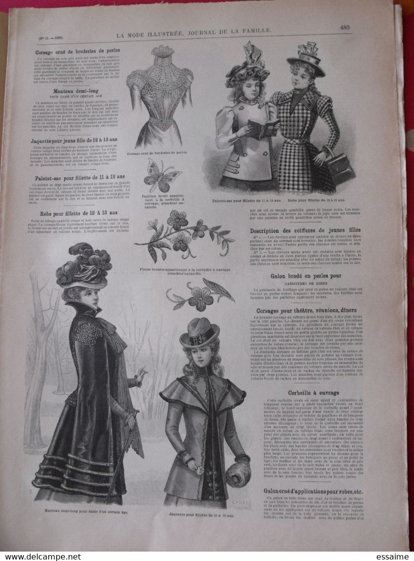 4 revues la mode illustrée, journal de la famille.  n° 40,41,42,43 de 1898. couverture en couleur. jolies gravures