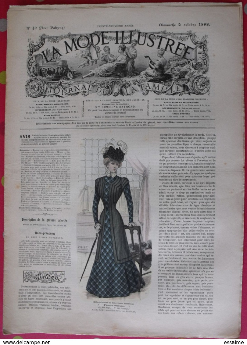 4 revues la mode illustrée, journal de la famille.  n° 40,41,42,43 de 1898. couverture en couleur. jolies gravures