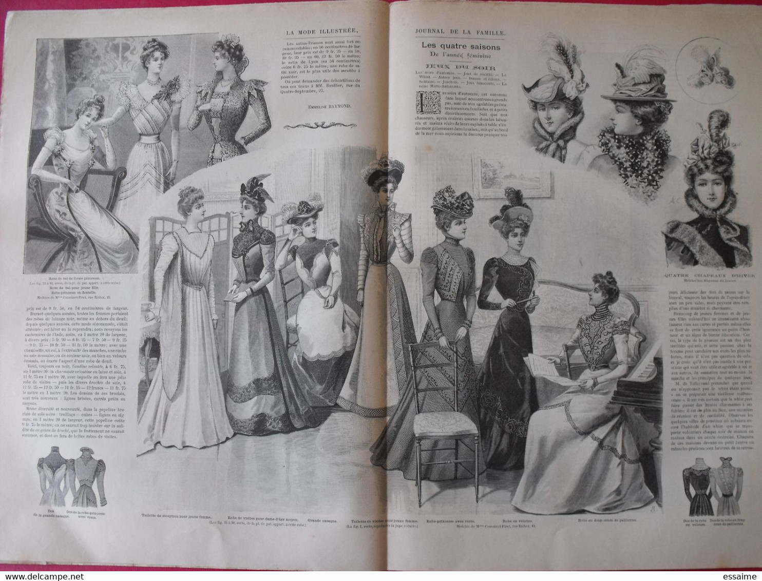 4 revues la mode illustrée, journal de la famille.  n° 40,41,42,43 de 1898. couverture en couleur. jolies gravures