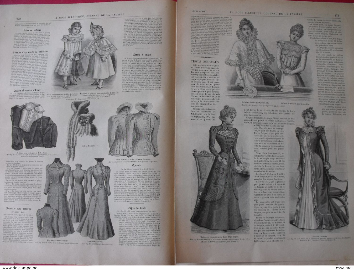 4 revues la mode illustrée, journal de la famille.  n° 40,41,42,43 de 1898. couverture en couleur. jolies gravures