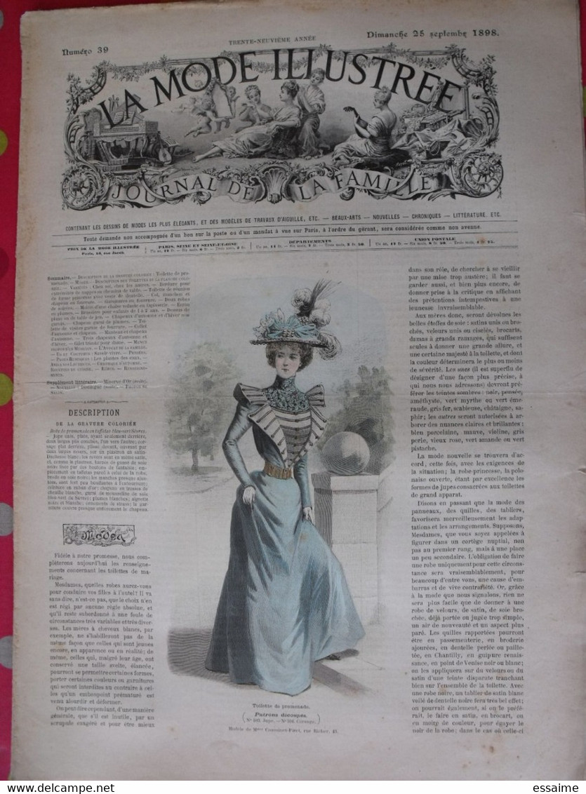 4 Revues La Mode Illustrée, Journal De La Famille.  N° 36,37,38,39 De 1898. Couverture En Couleur. Jolies Gravures - Fashion