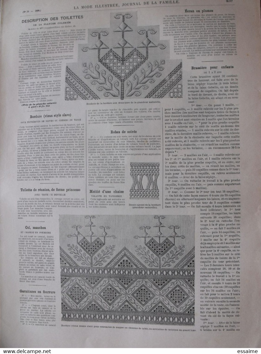 4 Revues La Mode Illustrée, Journal De La Famille.  N° 36,37,38,39 De 1898. Couverture En Couleur. Jolies Gravures - Moda