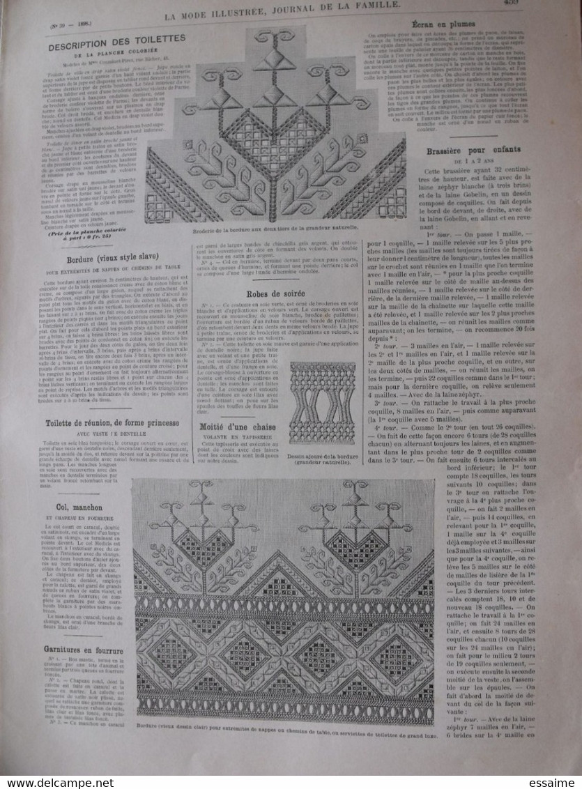 4 Revues La Mode Illustrée, Journal De La Famille.  N° 36,37,38,39 De 1898. Couverture En Couleur. Jolies Gravures - Mode