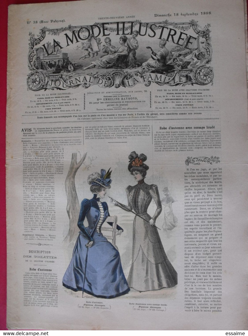 4 revues la mode illustrée, journal de la famille.  n° 36,37,38,39 de 1898. couverture en couleur. jolies gravures