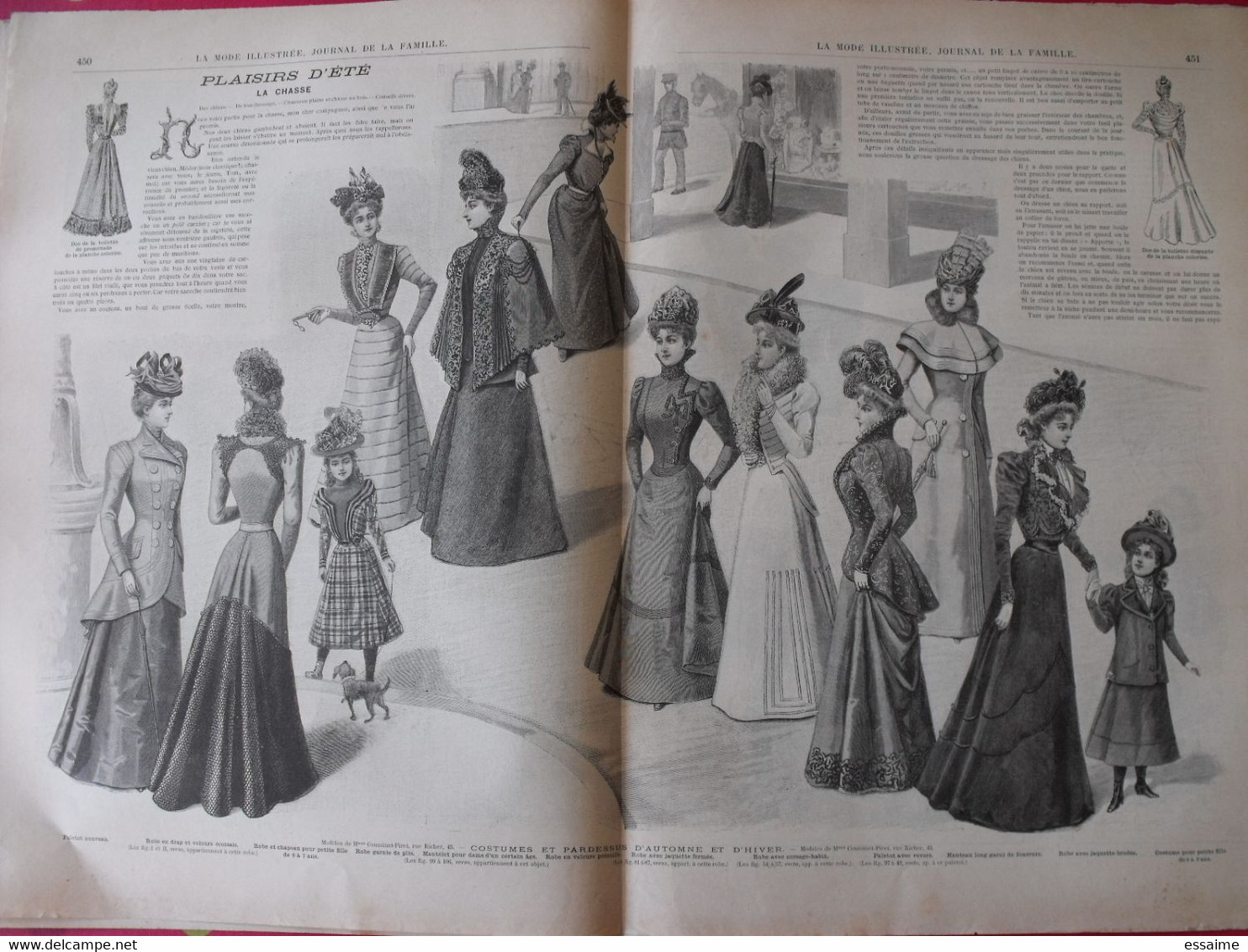 4 revues la mode illustrée, journal de la famille.  n° 36,37,38,39 de 1898. couverture en couleur. jolies gravures