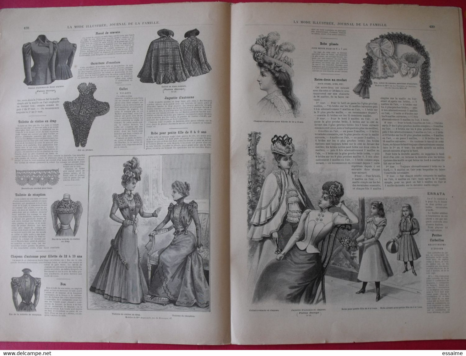 4 revues la mode illustrée, journal de la famille.  n° 36,37,38,39 de 1898. couverture en couleur. jolies gravures