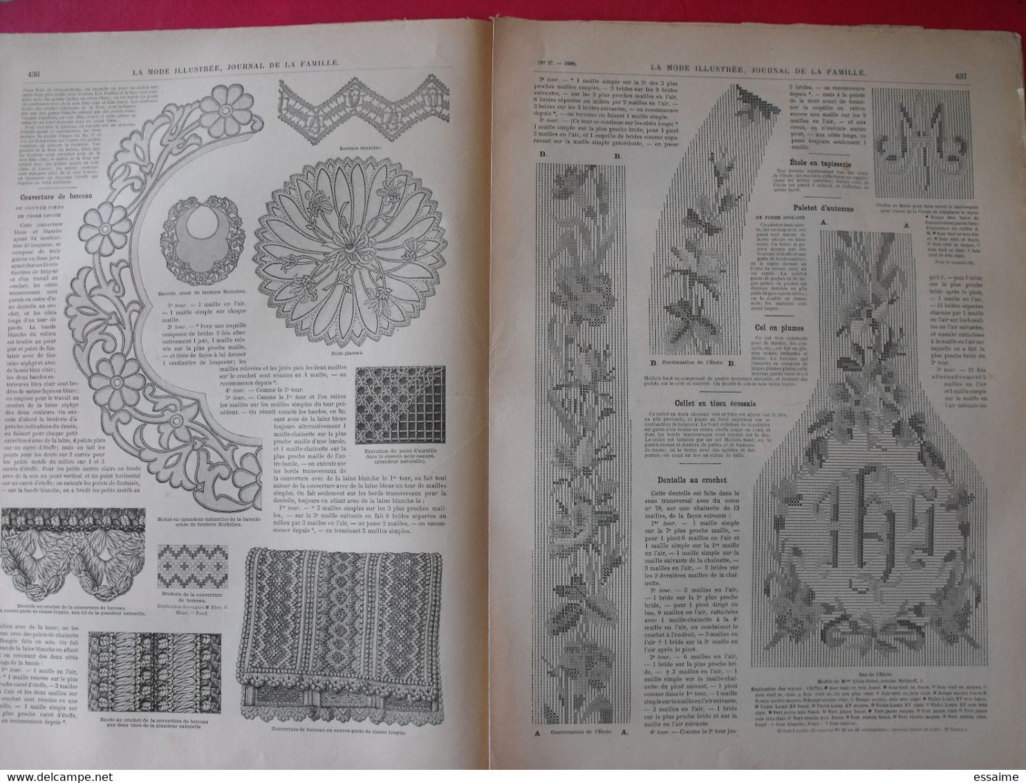 4 revues la mode illustrée, journal de la famille.  n° 36,37,38,39 de 1898. couverture en couleur. jolies gravures