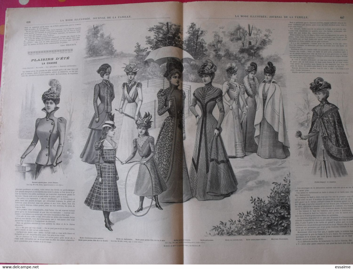 4 revues la mode illustrée, journal de la famille.  n° 36,37,38,39 de 1898. couverture en couleur. jolies gravures