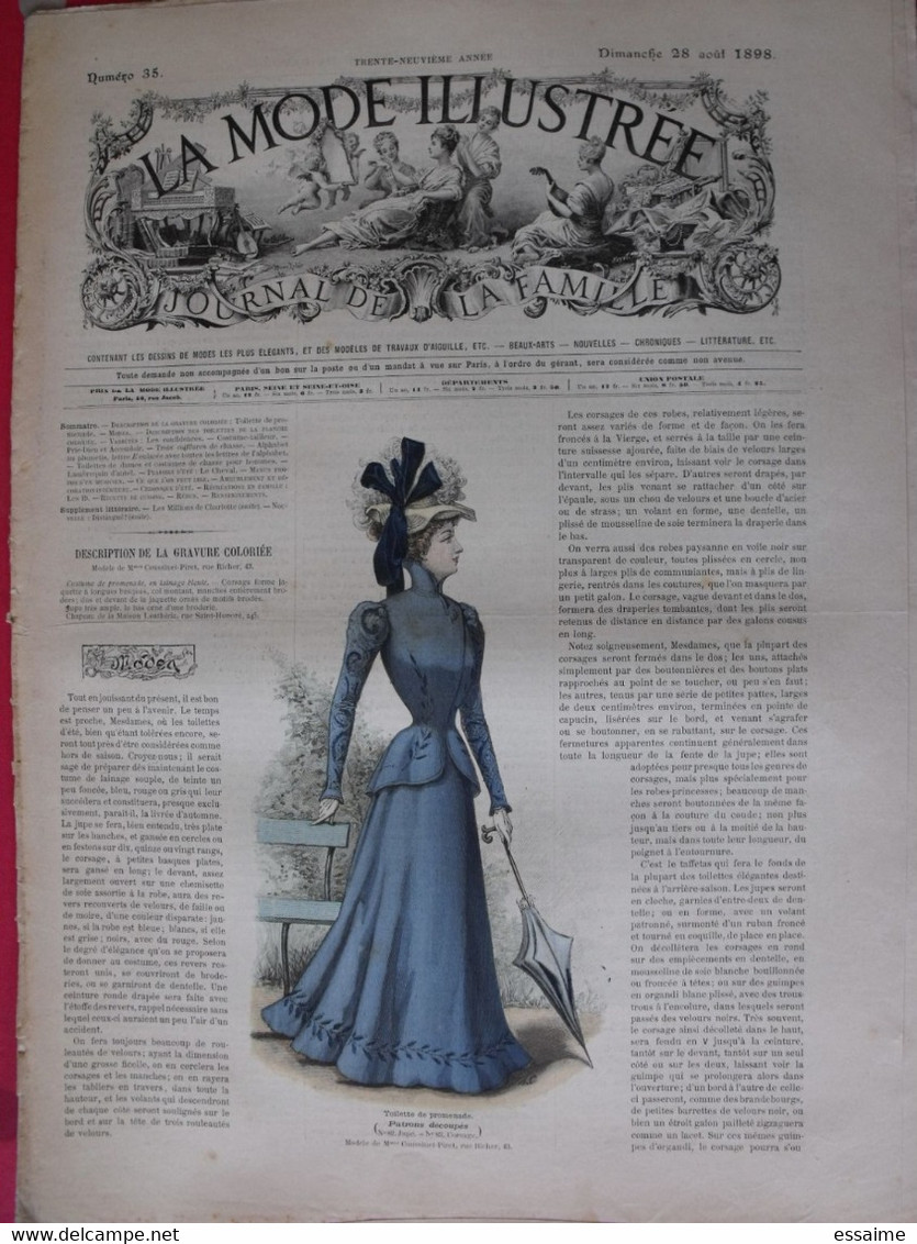 4 Revues La Mode Illustrée, Journal De La Famille.  N° 32,33,34,35 De 1898. Couverture En Couleur. Jolies Gravures - Fashion