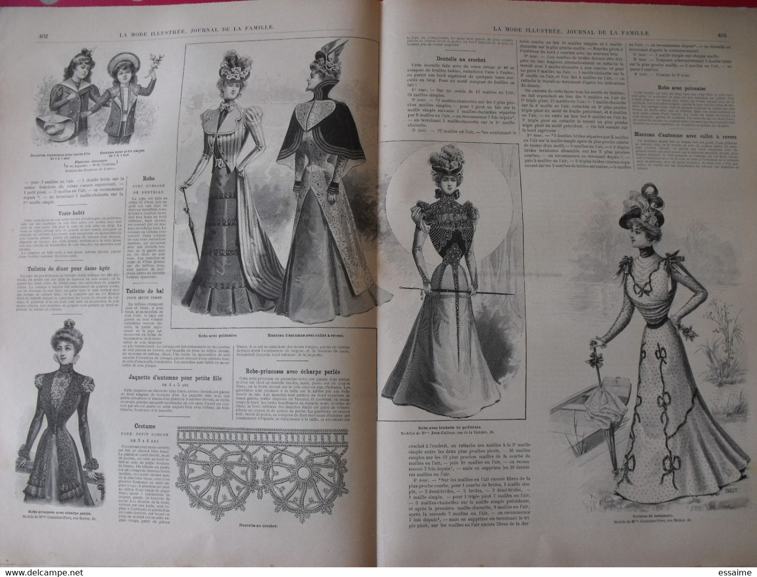 4 revues la mode illustrée, journal de la famille.  n° 32,33,34,35 de 1898. couverture en couleur. jolies gravures