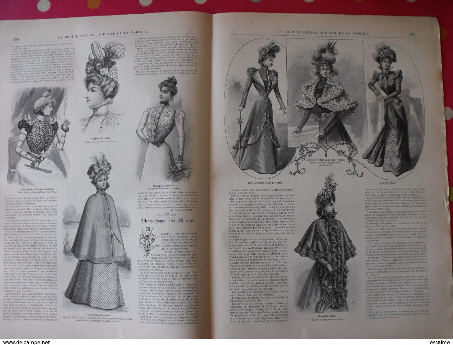 4 revues la mode illustrée, journal de la famille.  n° 32,33,34,35 de 1898. couverture en couleur. jolies gravures