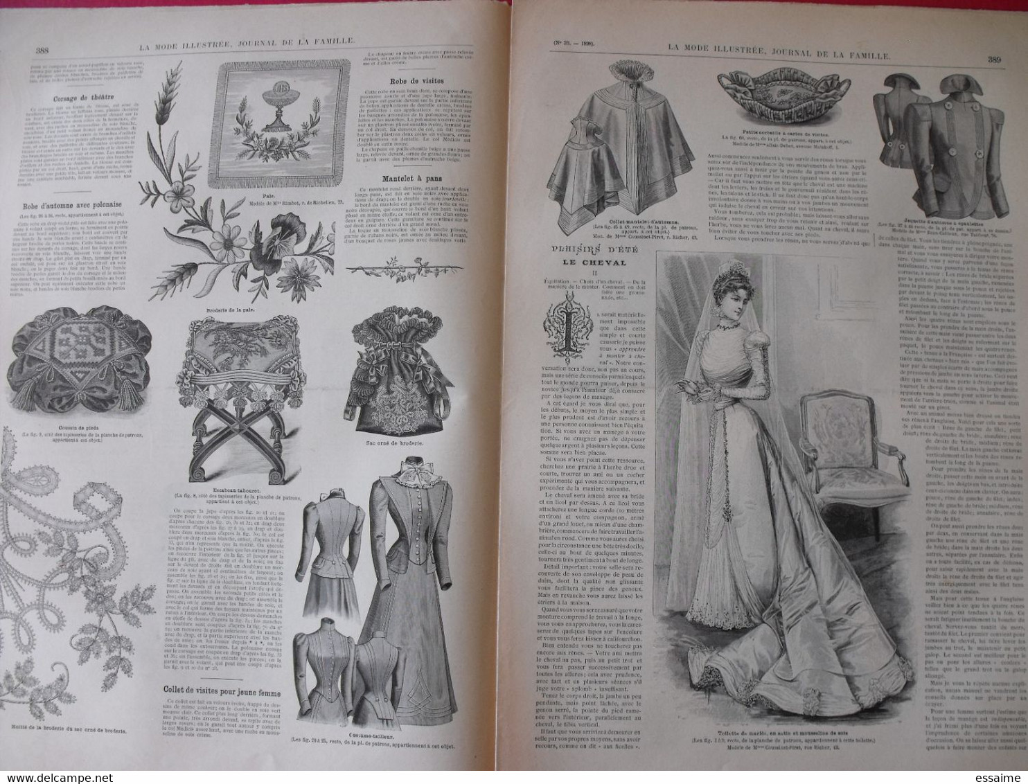 4 revues la mode illustrée, journal de la famille.  n° 32,33,34,35 de 1898. couverture en couleur. jolies gravures