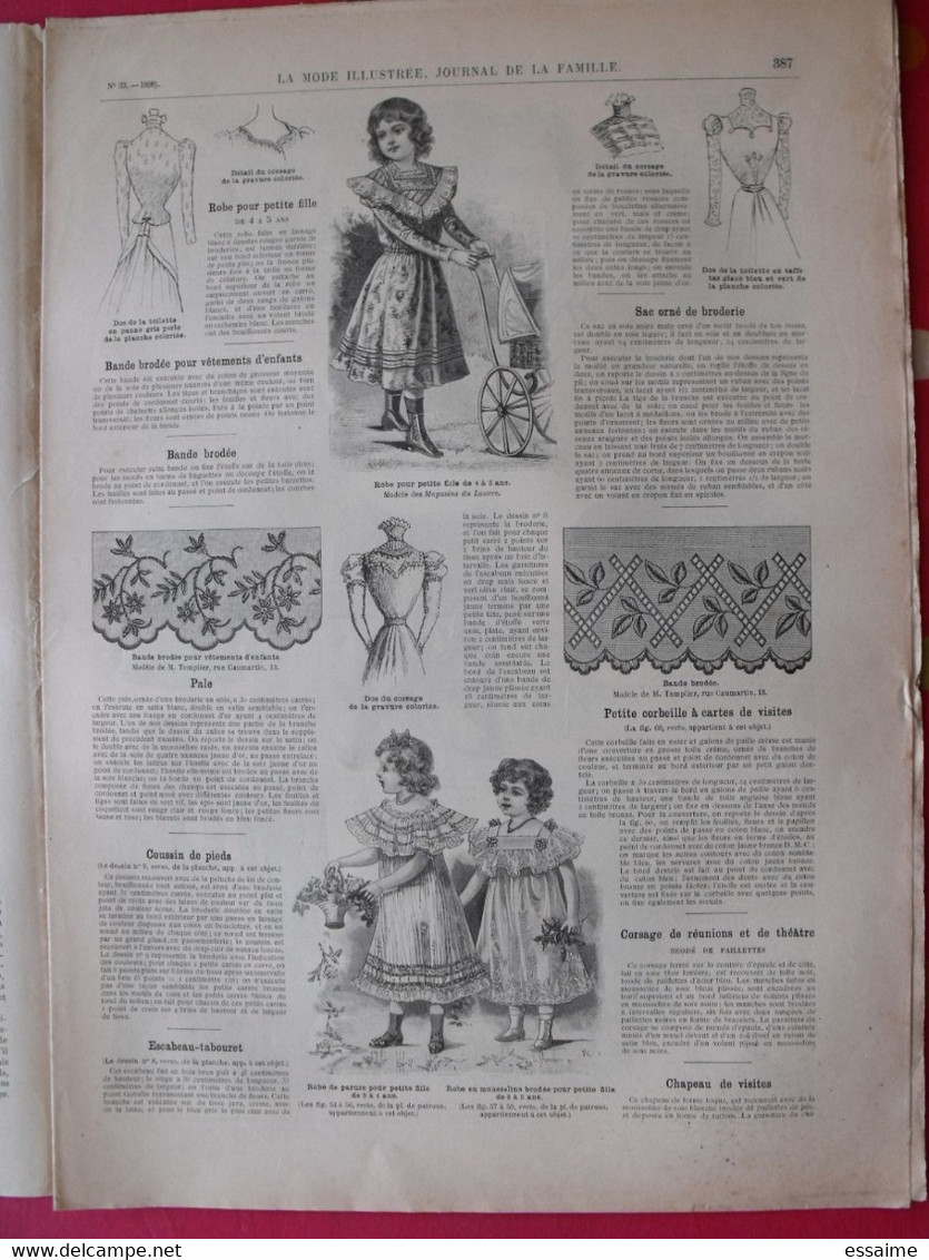 4 revues la mode illustrée, journal de la famille.  n° 32,33,34,35 de 1898. couverture en couleur. jolies gravures