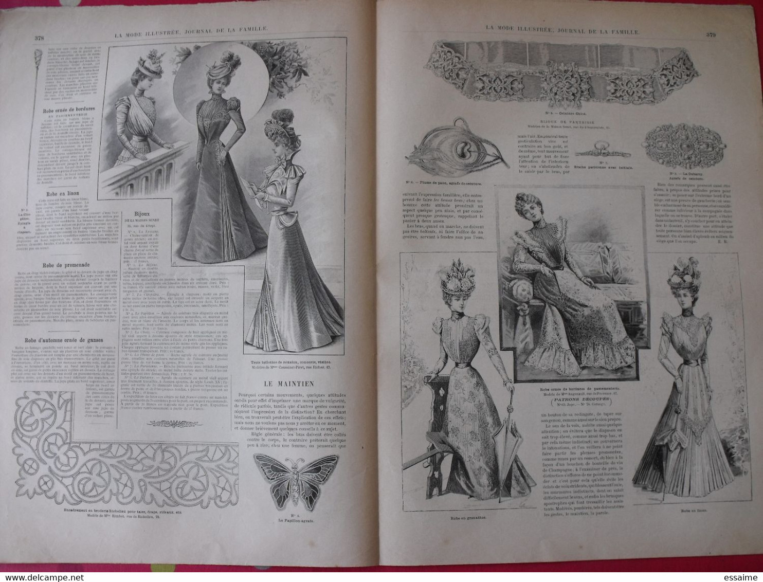 4 revues la mode illustrée, journal de la famille.  n° 32,33,34,35 de 1898. couverture en couleur. jolies gravures