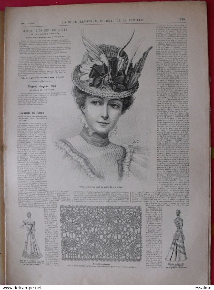 4 revues la mode illustrée, journal de la famille.  n° 32,33,34,35 de 1898. couverture en couleur. jolies gravures