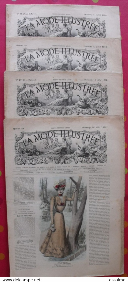 4 Revues La Mode Illustrée, Journal De La Famille.  N° 28,29,30,31 De 1898. Couverture En Couleur. Jolies Gravures - Fashion