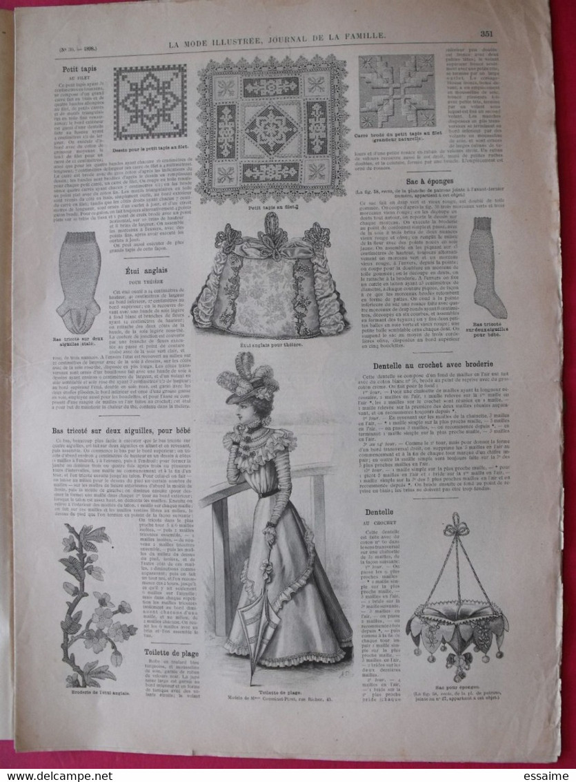 4 revues la mode illustrée, journal de la famille.  n° 28,29,30,31 de 1898. couverture en couleur. jolies gravures