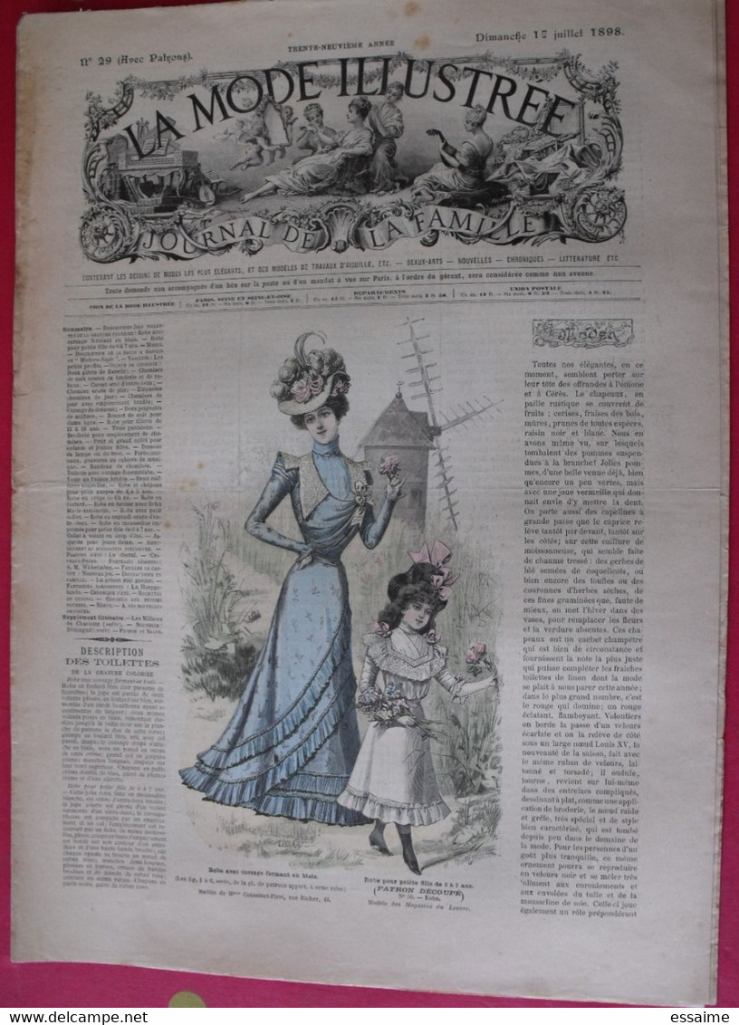 4 revues la mode illustrée, journal de la famille.  n° 28,29,30,31 de 1898. couverture en couleur. jolies gravures