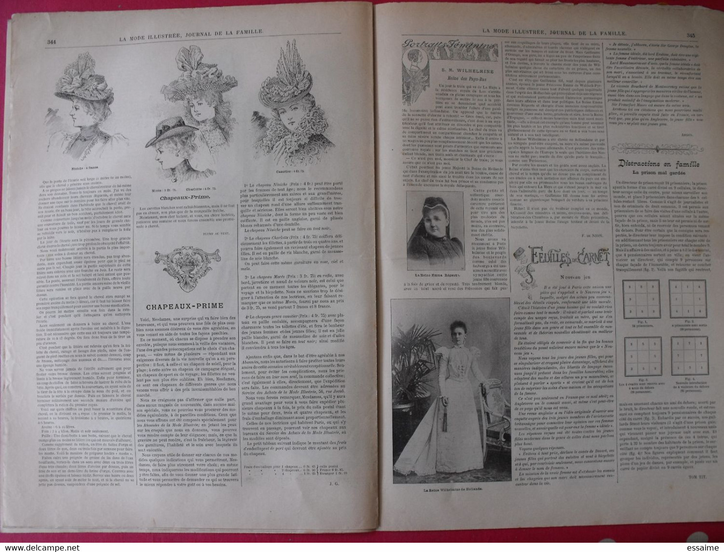 4 revues la mode illustrée, journal de la famille.  n° 28,29,30,31 de 1898. couverture en couleur. jolies gravures