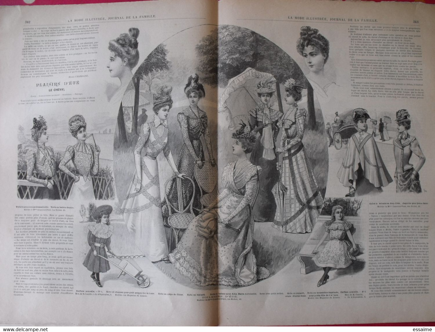 4 revues la mode illustrée, journal de la famille.  n° 28,29,30,31 de 1898. couverture en couleur. jolies gravures